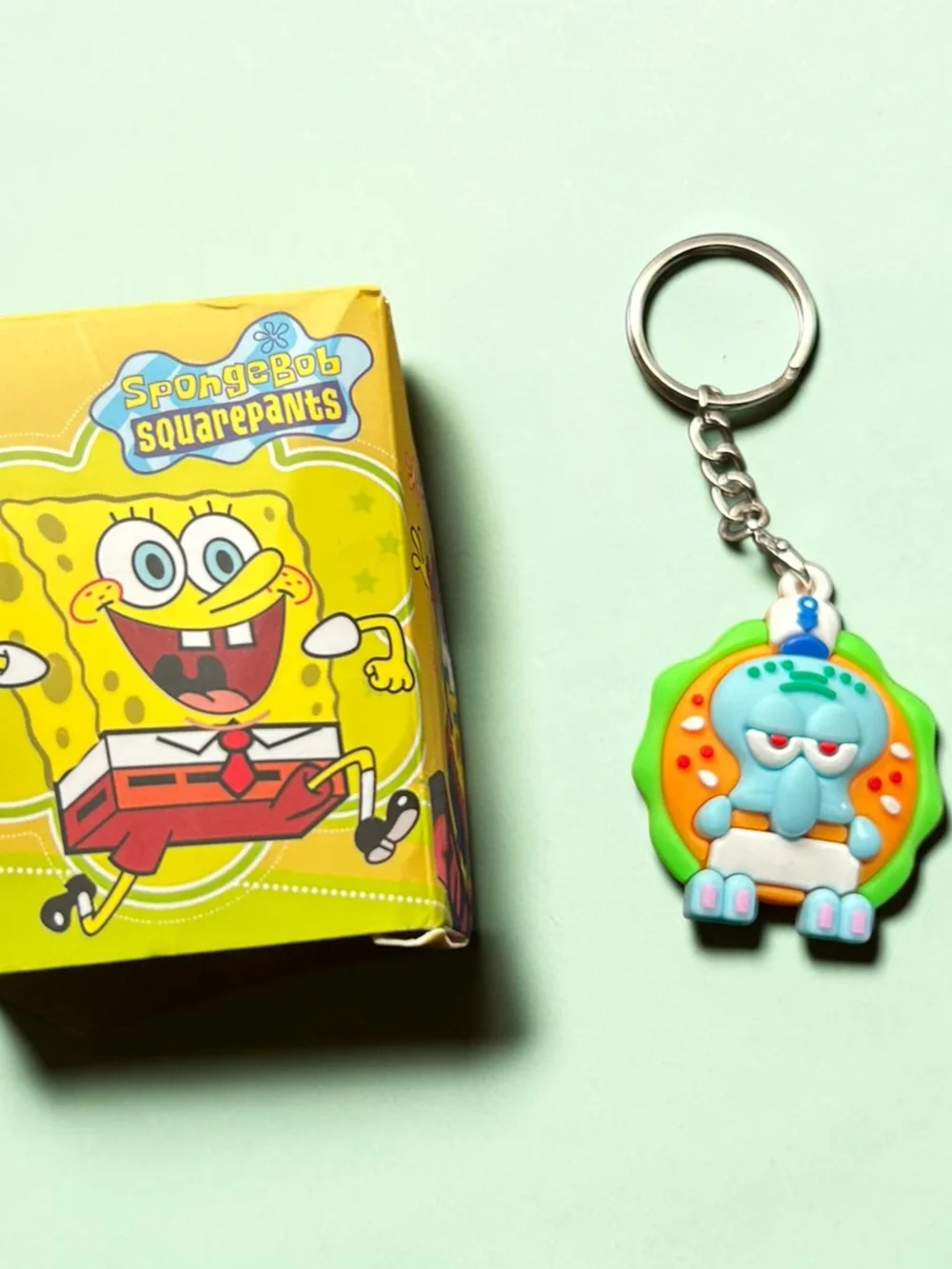 4/$20 SpongeBob SquarePants Squidward Green & Blue Keychain
